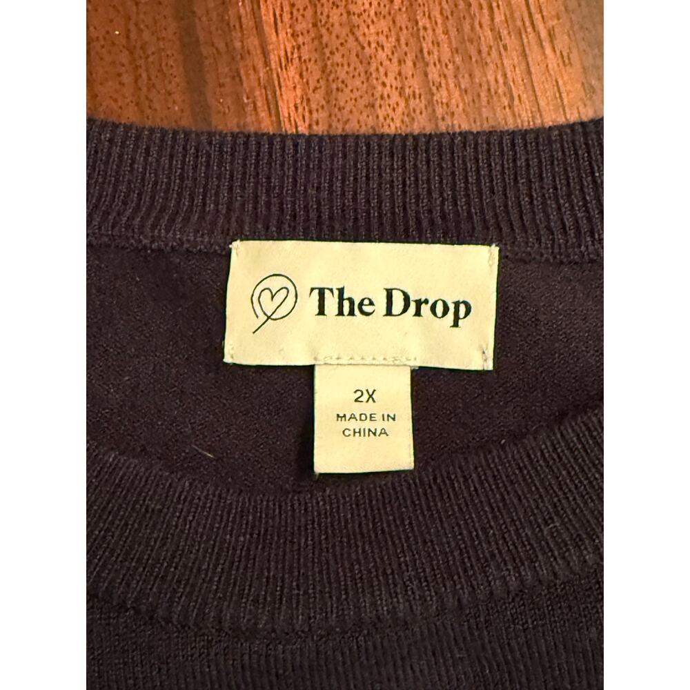 The Drop Black Crew Neck Long Bubble Sleeve Viscose Sweater KarenBritChick Sz 2X - Picture 3 of 6